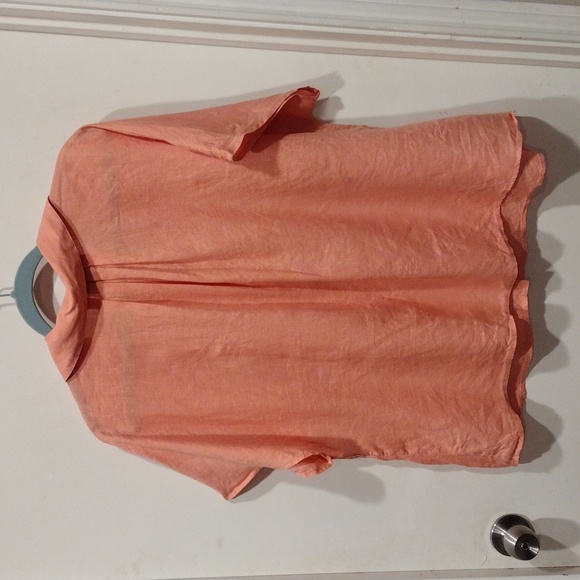 J.Jill Women's Peach 100% Linen Button Down Dolman Sleeve Shirt Sz 2X-Casual - Picture 5 of 6